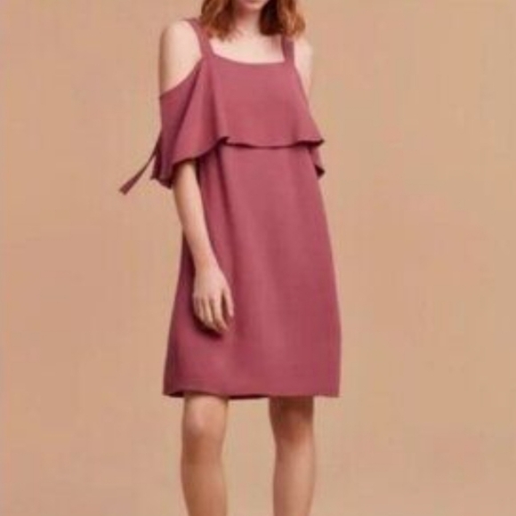 Aritzia Wilfred size medium rose colored midi dress ellipse cold shoulder - Picture 2 of 8